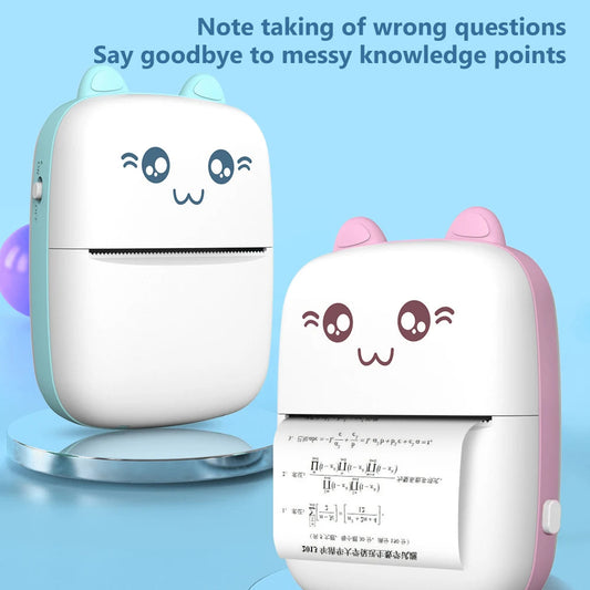 Meow Pocket Printer, Mini Bluetooth Photo Printer, Pocket Printer With Thermal Paper Roll, Wireless Mini Printer For Memo Receipt Label Notes, Thermal Printer Compatible with Android or iOS APP, Smart Thermal Inkless Printer