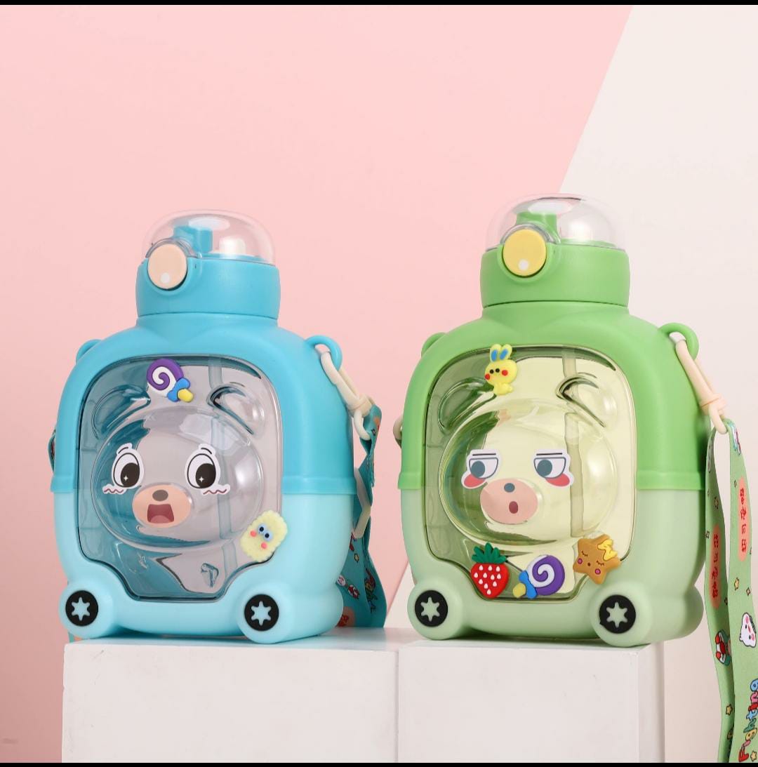 1 Litre Plastic Cartoon Water Bottle – Large Capacity BPA-Free Kids Bottle.