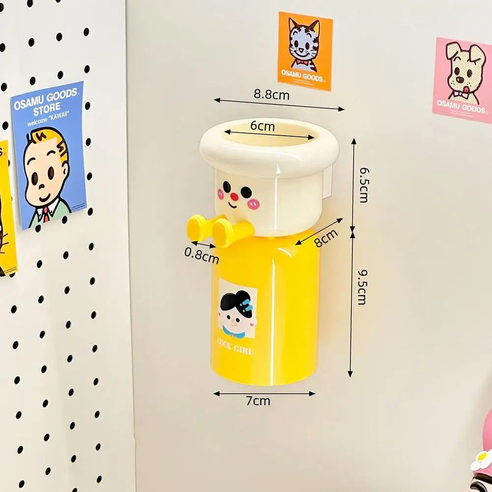 2 in 1 Magnetic Toothbrush Holder with Mug – Wall Mounted Bathroom Organizer.