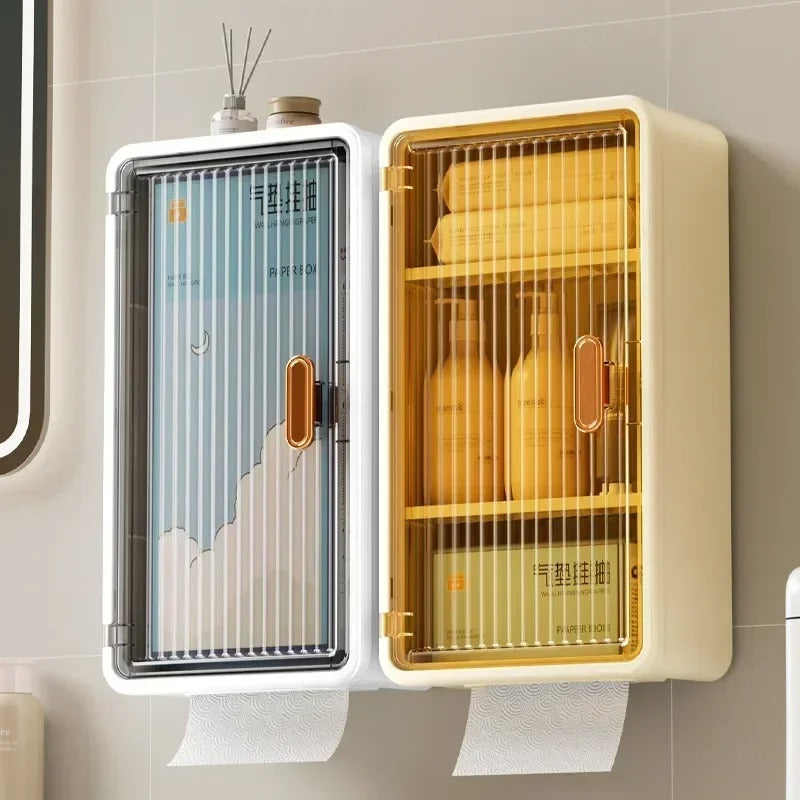 Wall Mounted Punch Free Cabinet Organizer With Tissue Box