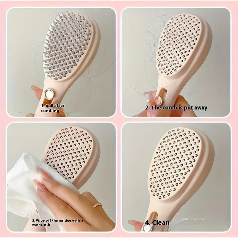 2 in 1 Large Self Cleaning Hair Brush Comb.
