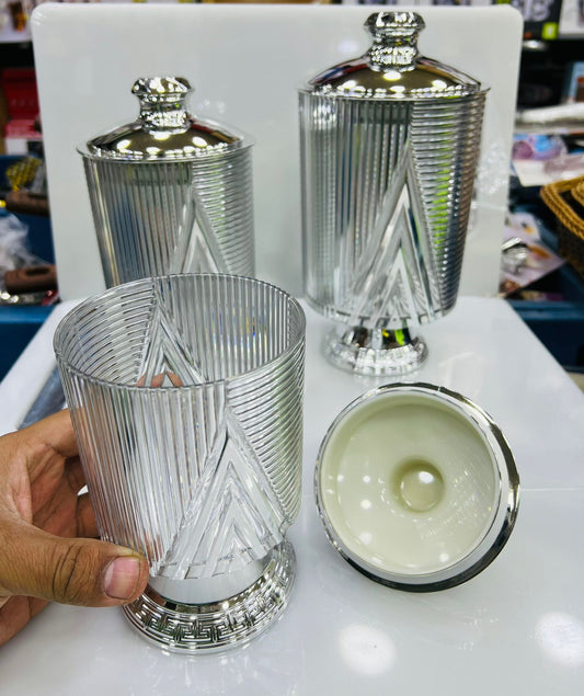 ACRYLIC SPICE AND GROCERIES JAR 3 - Pcs set - SILVER