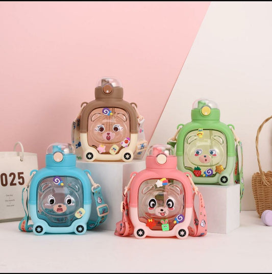 1 Litre Plastic Cartoon Water Bottle – Large Capacity BPA-Free Kids Bottle.