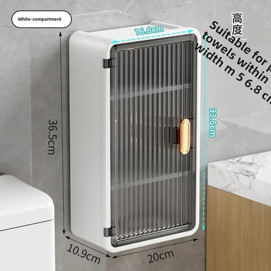 Wall Mounted Punch Free Cabinet Organizer With Tissue Box