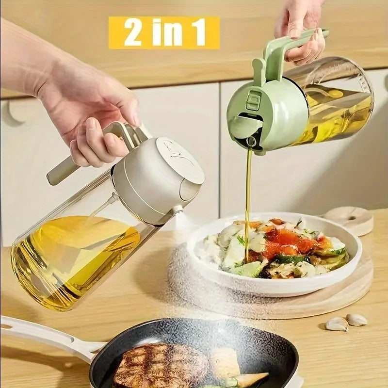 2 in 1 Sprayable Oil Bottle – Pour & Spray Cooking Oil Dispenser.