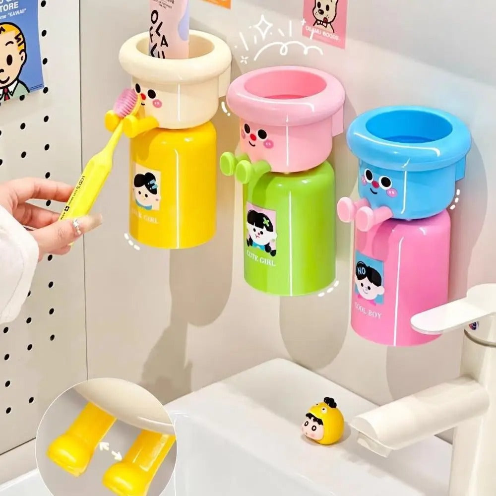 2 in 1 Magnetic Toothbrush Holder with Mug – Wall Mounted Bathroom Organizer.